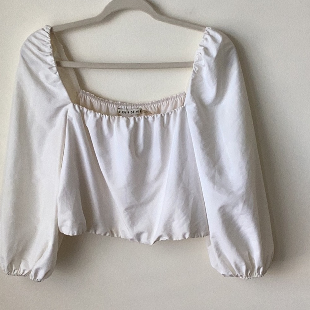 Alice + Olivia 3 Quarter Sleeve Crop Top Large - Picture 5 of 10
